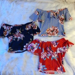 Floral off the shoulder shirts